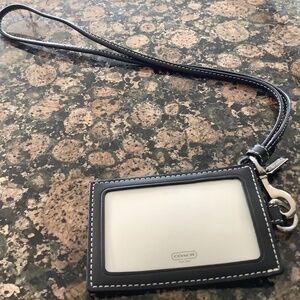 Coach Lanyard ID and Card Case  Black Leather NWT